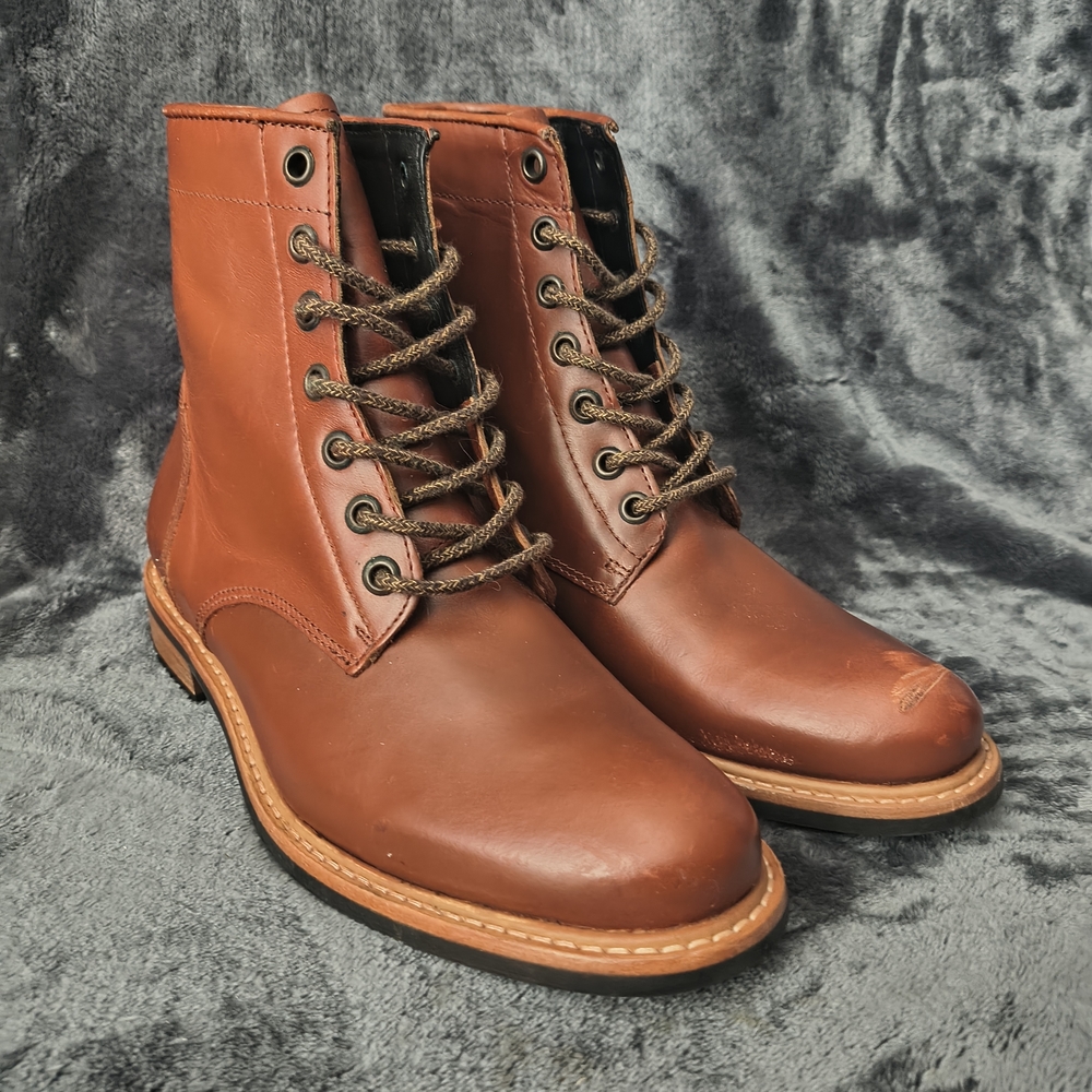 Nisolo Chestnut Leather Lace-Up Boots Men's 7.5